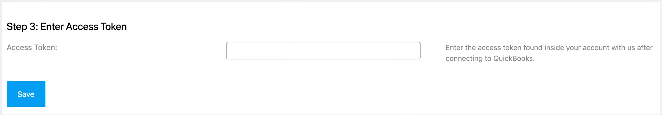Entering Access Token - QuickBooks WordPress Integration